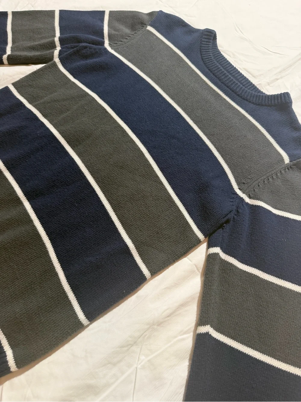 The Children’s Place Kids Crewneck Sweater Classic Fit Navy Gray Striped